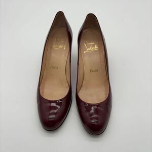 Christian Louboutin Burgundy Patent Leather Simple Pumps